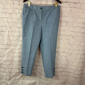talbots prefect crop 100% cotton pants sz 14 chambray blue
